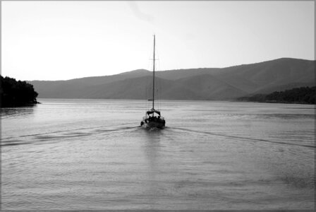 Bay black white ship