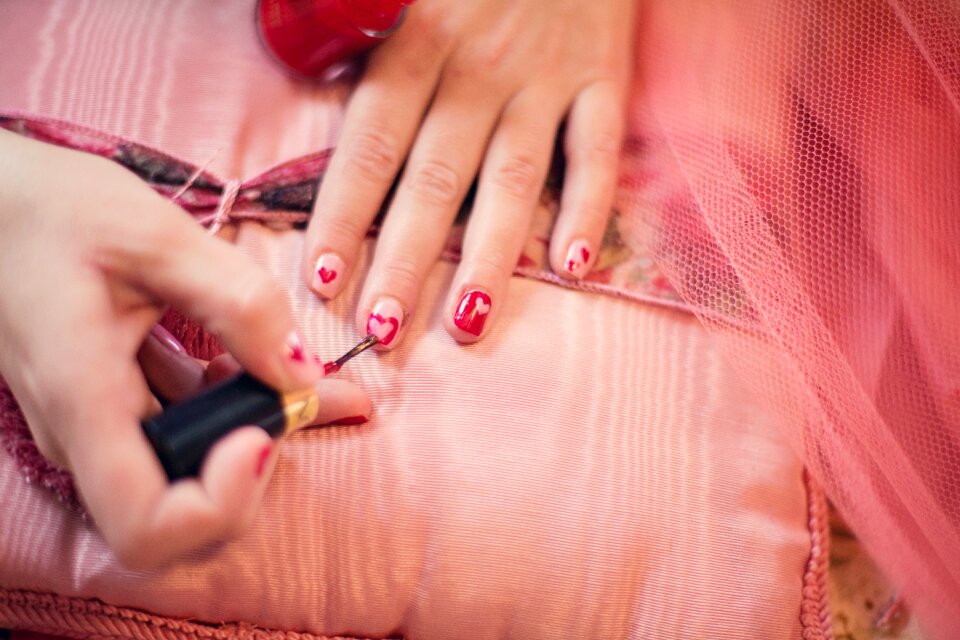 Nail polish hearts valentine
