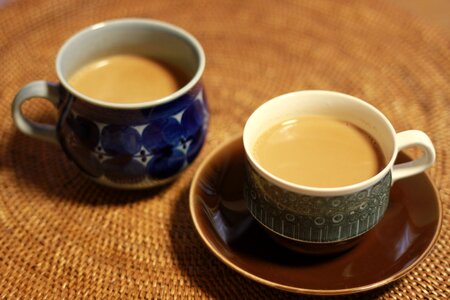Tea cup coffee cup tea with milk photo