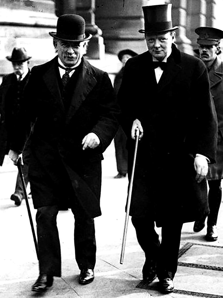 Lloyd George and Winston Churchill walking down Whitehall, London, October 1915