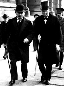 Lloyd George and Winston Churchill walking down Whitehall, London, October 1915