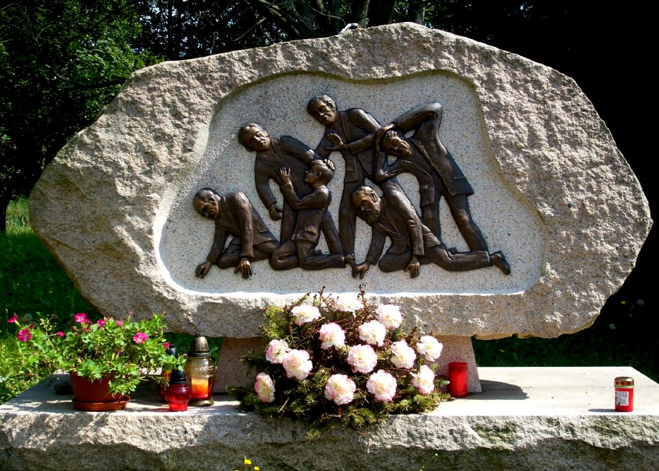 Monument to displaced persons deutscheinsiedel ore mountains