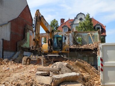 Excavator destruction site