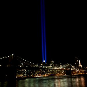 9/11 WTC Tribute in Light, from the Brooklyn Bridge Park photo