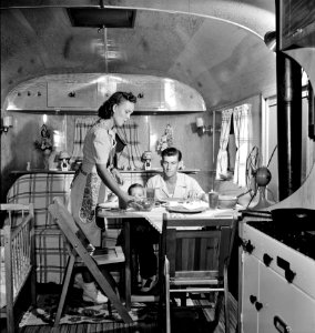 But It's Home: A FSA (Farm Security Administration) housing project for Glenn L. Martin aircraft workers. A worker's family in their trailer home. Middle River, Maryland. Aug 1943 photo