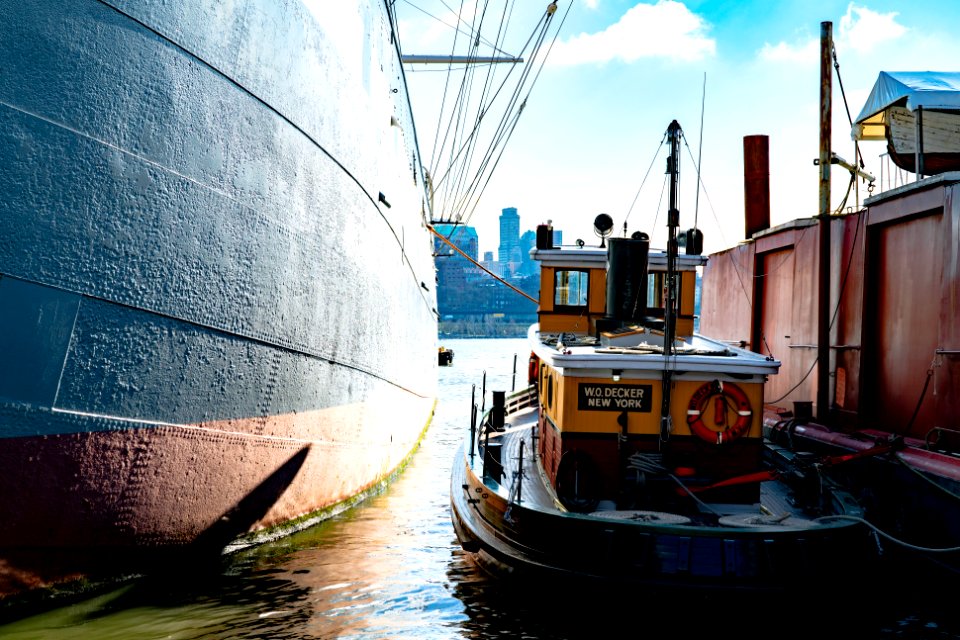 Big boat, little boat.