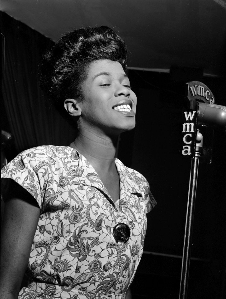 September Song: Portrait of Sarah Vaughan performing at Café Society in downtown New York City September 1946.