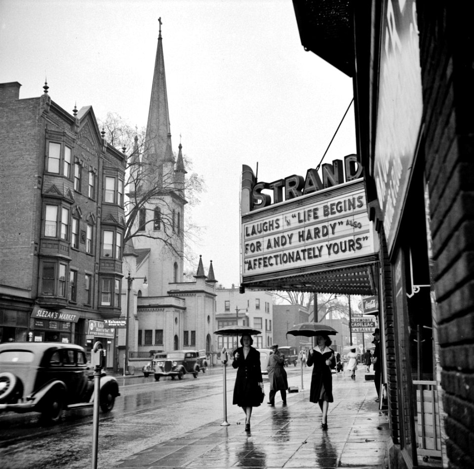 Affectionately Yours: Street scene in Amsterdam, New York, October 1941.