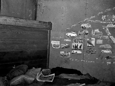 Wall of Dreams: Room in which migratory agricultural workers sleep. Camden County, New Jersey October 1938.