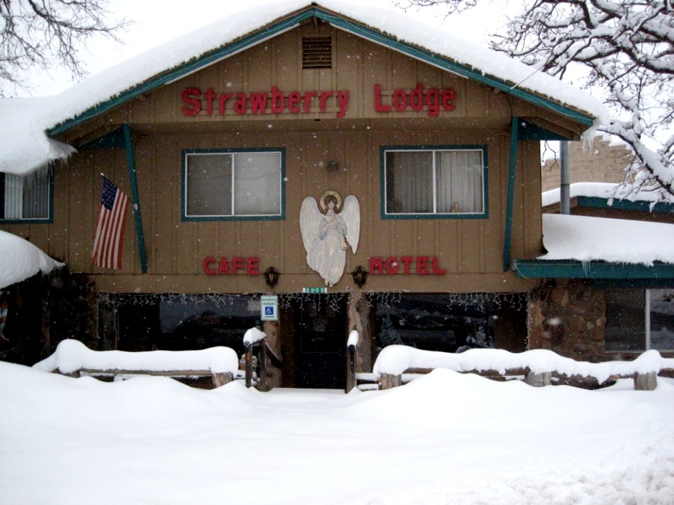 Strawberry Lodge Hidden Behind Snow
