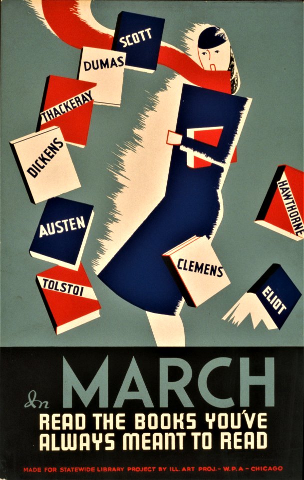 A Works Progress Administration Poster for statewide Library Project 1937.
