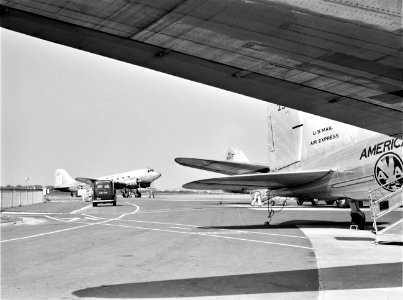 Tarmac Roost: A group of Airliners on the field at the Municipal airport, Washington, D.C., July 1941.