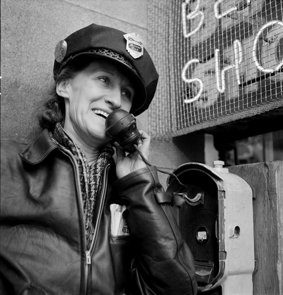 Portrait of a woman training to operate buses and taxicabs, 1942.