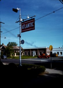 Atlantic Avenue: Street scene with building of the Southington News. Southington, Connecticut. May 1942.