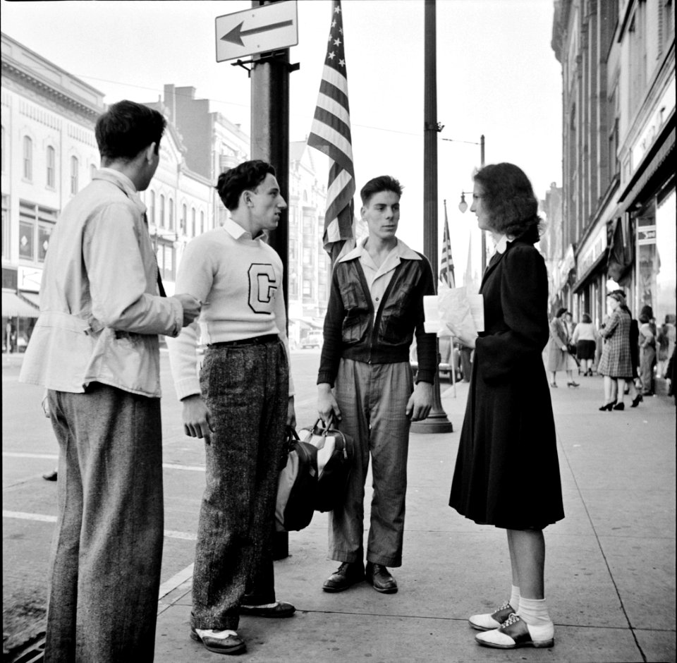 School's Out: High school youths after school. Amsterdam, New York, October 1941.