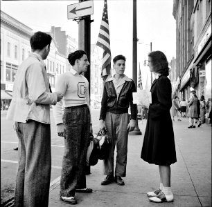 School's Out: High school youths after school. Amsterdam, New York, October 1941.