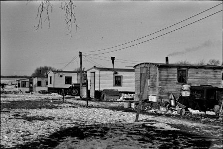 Misfortune's Boulevard: Part of Shantytown in Spencer, Iowa. December 1935. photo