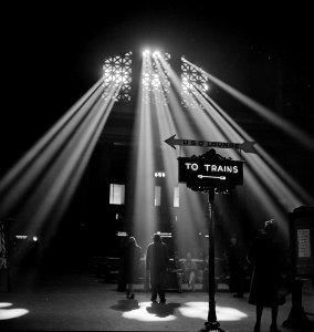 Shedding Light: In the waiting room of the Union Station. Chicago, Illinois. January 1943. photo