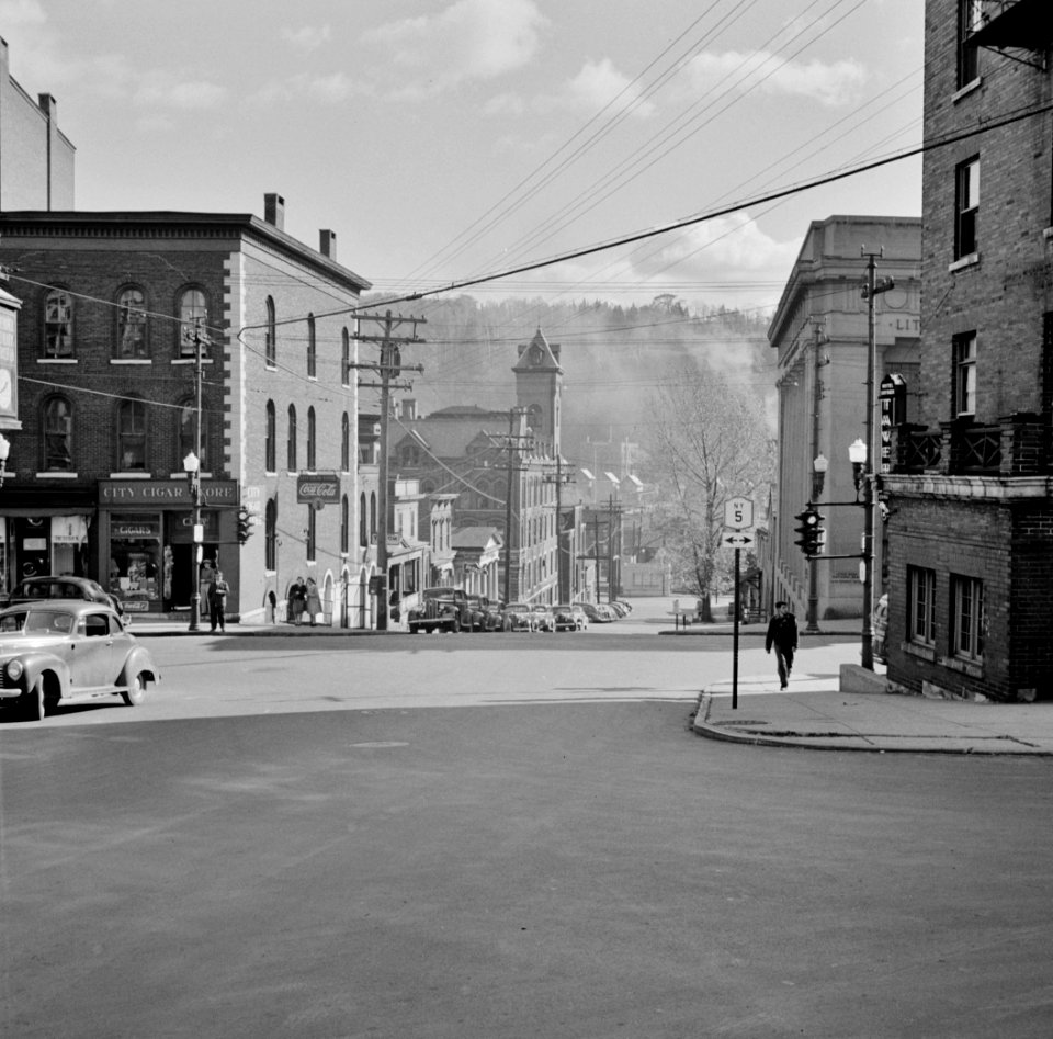 Little Falls: Looking toward the river in Little Falls, New York, October 1941.