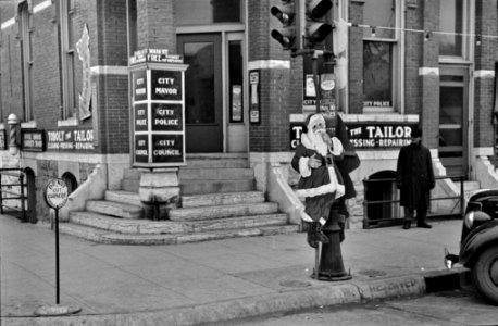 Santa Clause Lane: Corner on main street, Spencer, Iowa, December 1936 photo