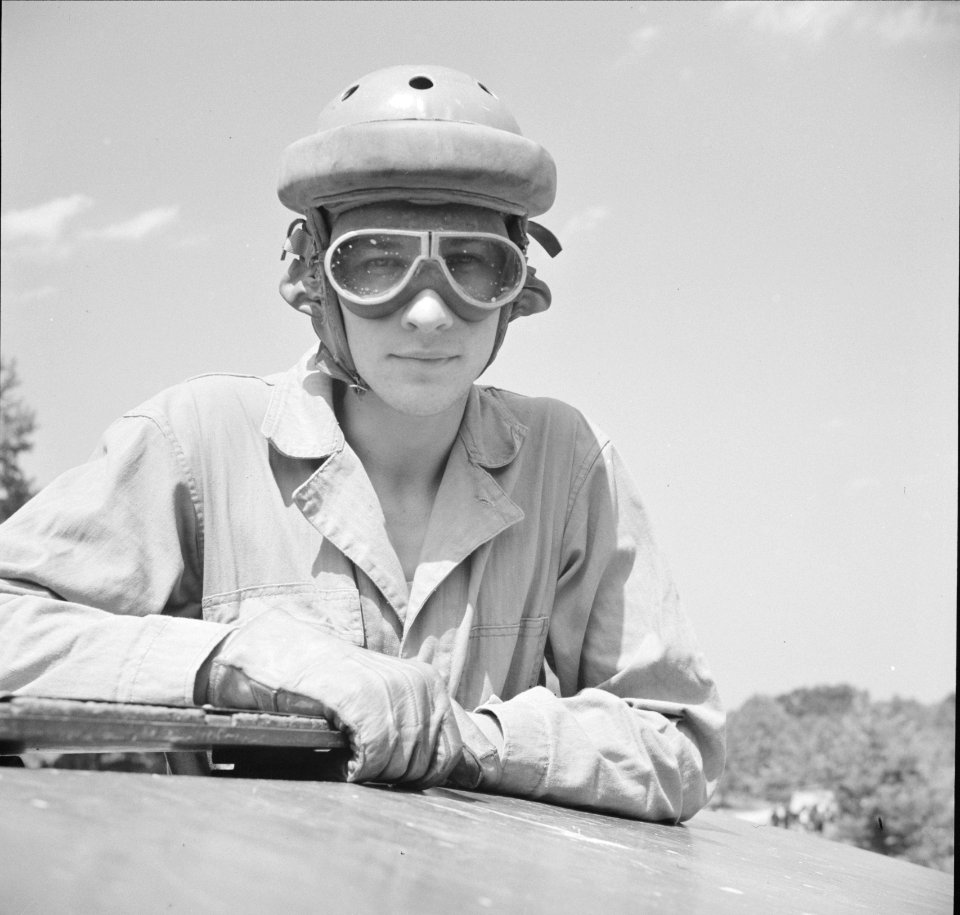Tank driver at Fort Belvoir, Virginia August 1941.