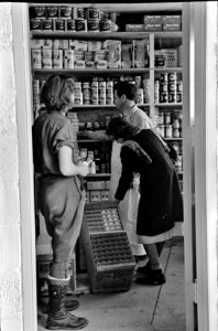 Scene in the first cooperative store in Jersey Homesteads run by Nathan Dubin, Hightstown, New Jersey November 1939 photo
