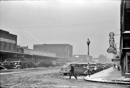 Main street in Herrin, Illinois. January 1939. photo