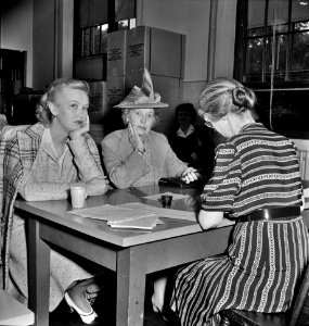 Applicants for sugar rationing cards. Adams School, Washington, D.C. May 1942. photo