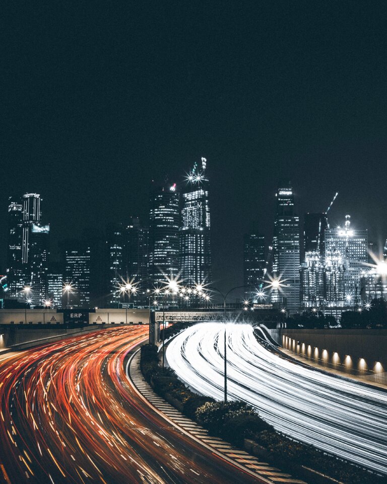 Cars lights urban city