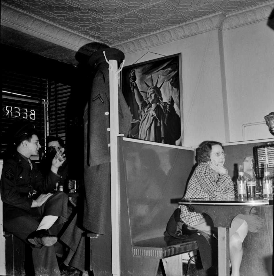 Regular Crowd: Beer drinkers at the Sea Grill. Washington, D.C. April 1943.