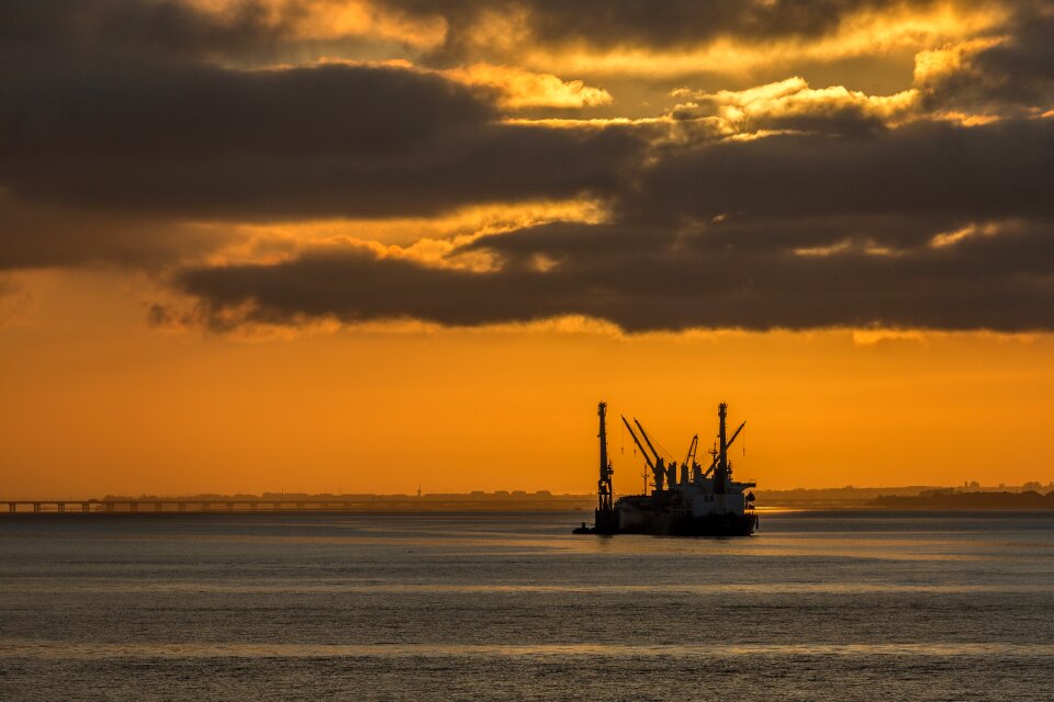 Sea skyline orange