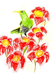 Bird flowers painting