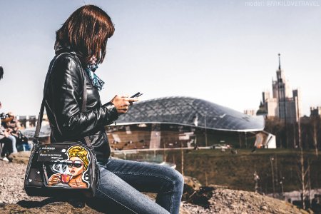 Woman with smartphone, Moscow photo