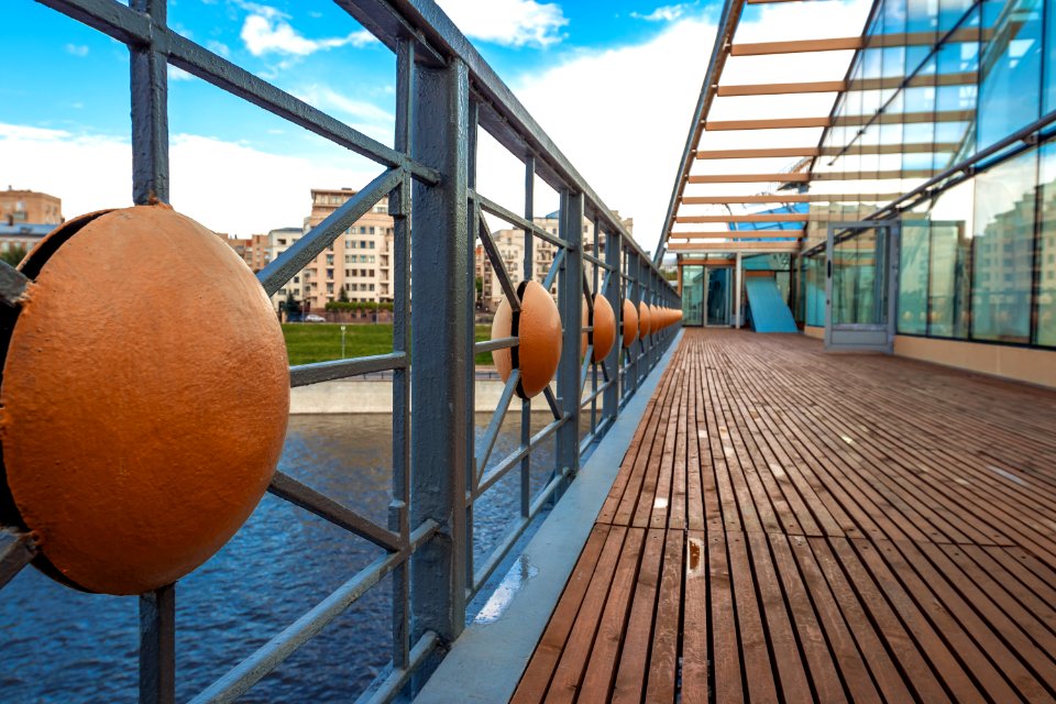 Beautiful wooden bridge in Moscow, Russia.