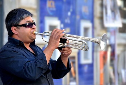Jazz trumpet street show photo