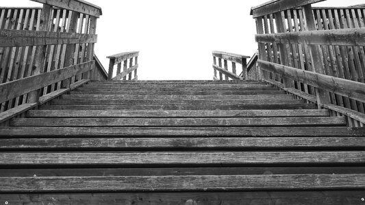 Wooden ladders emergence black and white