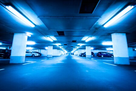 Parking garage artificial light photo