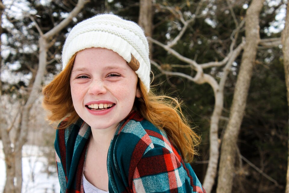 Beanie plaid happy