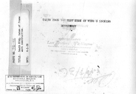 1936 (Apr 1) South Bldg, frame work construction taken from west side of Wing G looking NW USDA Construction Photo Collection (2)