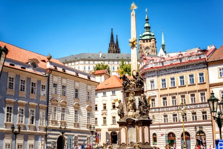 Holy Trinity Column. Lesser Town, Prague, Czech Republic. May, 28, 2017 photo