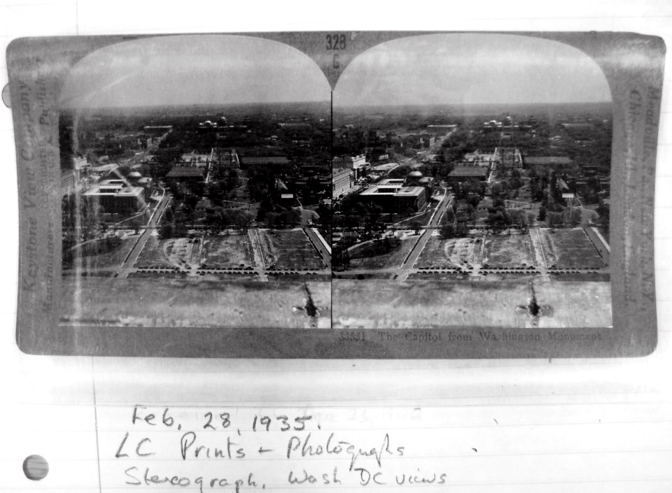 1935 (Feb 28) The Capitol from the Wash Monument LOC P+P Stereograph, Wash DC Views, Keystone View Company