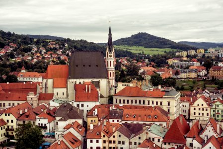 Overlooking the historic town of Cesky Krumlov. Czech Republic photo
