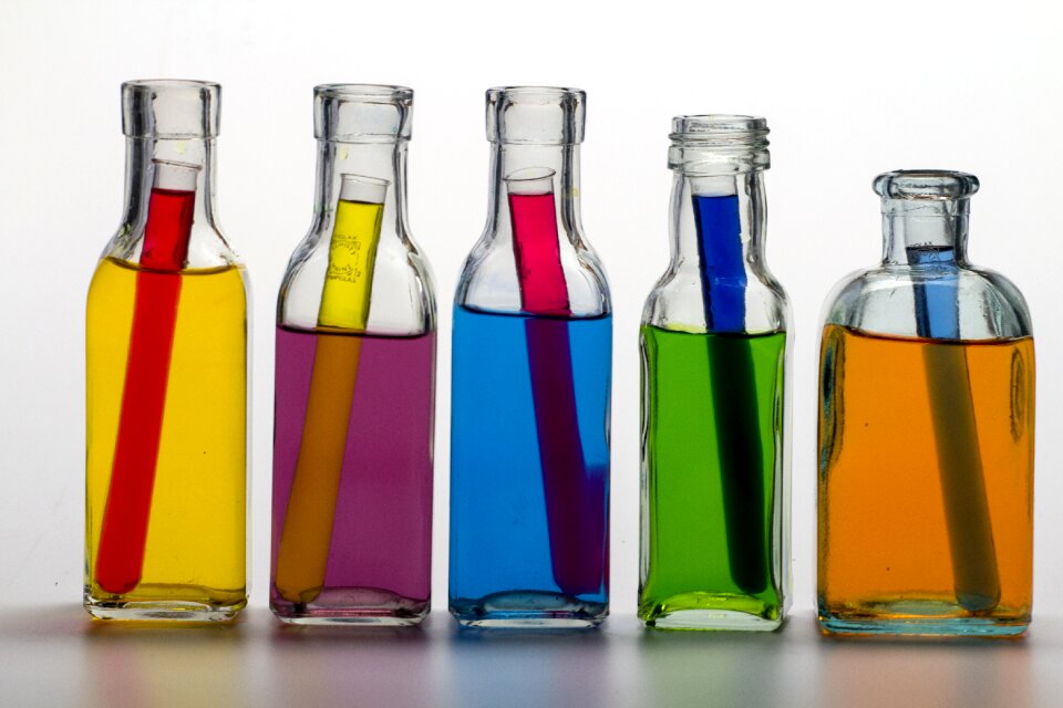 Colored water test tubes farbenspiel