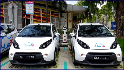 Singapore car-sharing electric cars and charging points photo