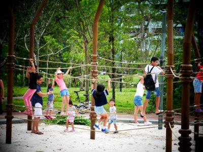 fun day @ redeveloped jurong lake gardens - walking on ropes photo