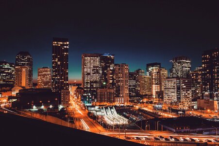City at night skyline cityscape photo