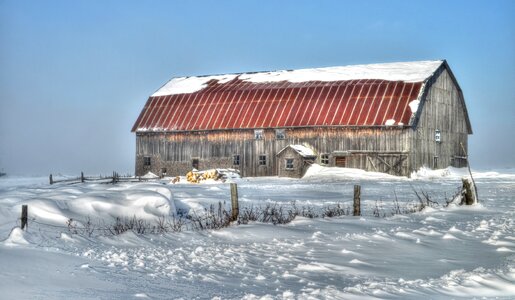 Winter landscape barn cold