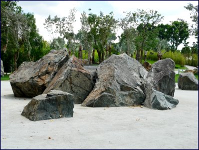 serene garden - constellation plaza: birth of the universe - rocks is the main focus of this Japanese theme garden