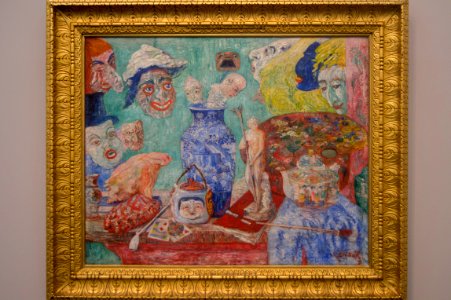 James Ensor - Still life with masks (1896)