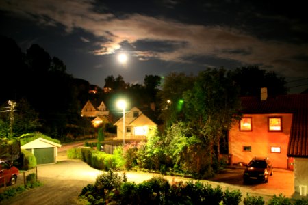 Streetlight and moonlight